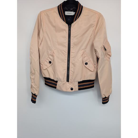 Coach Jackets & Blazers - NWD Coach 1941 Women's Satin Cropped Bomber Jacket Size 2 Beige #2G413
